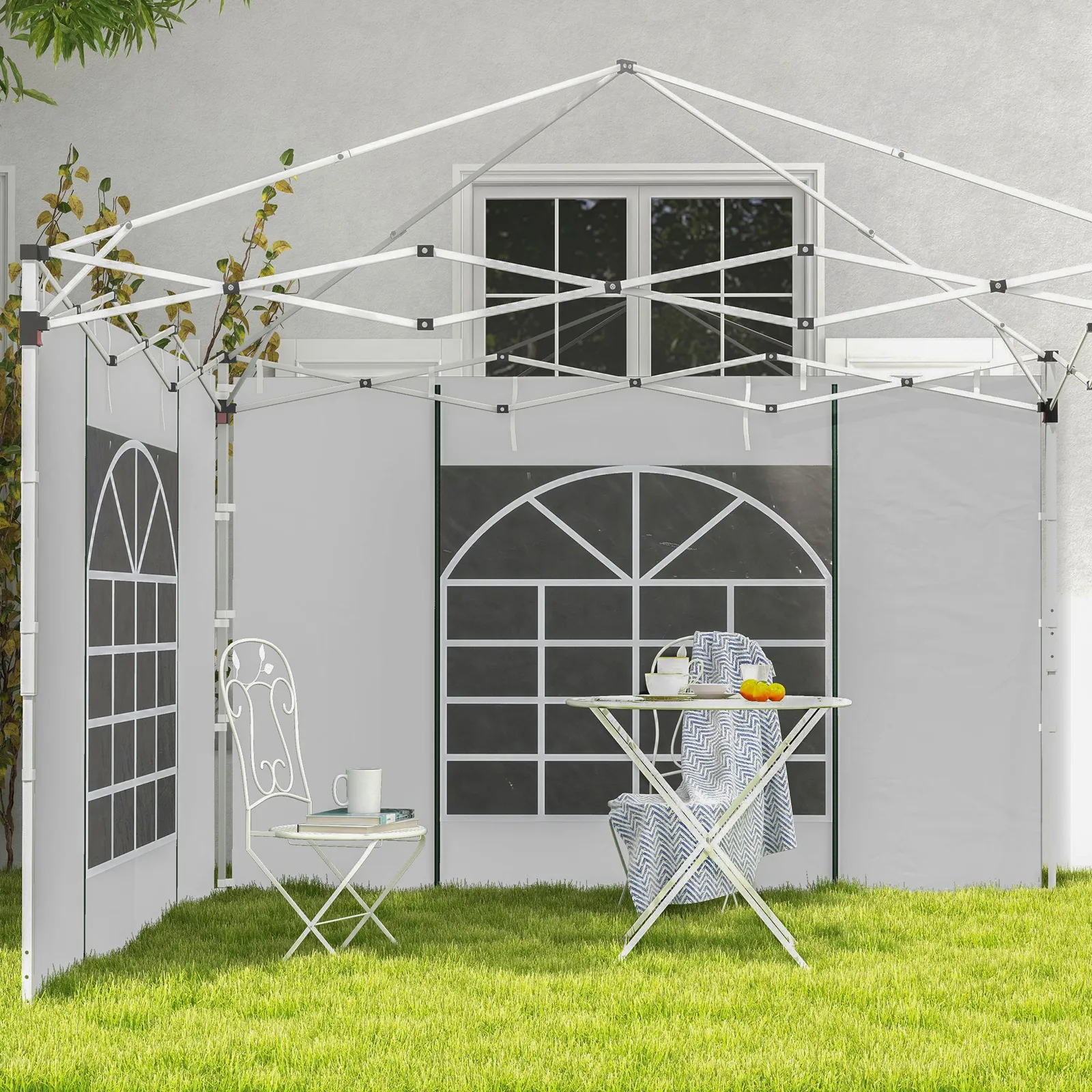 OUTSUNNY 3x3(m) or 3x6m Pop Up Gazebo Side Panels Replacement, 2 Pack in White