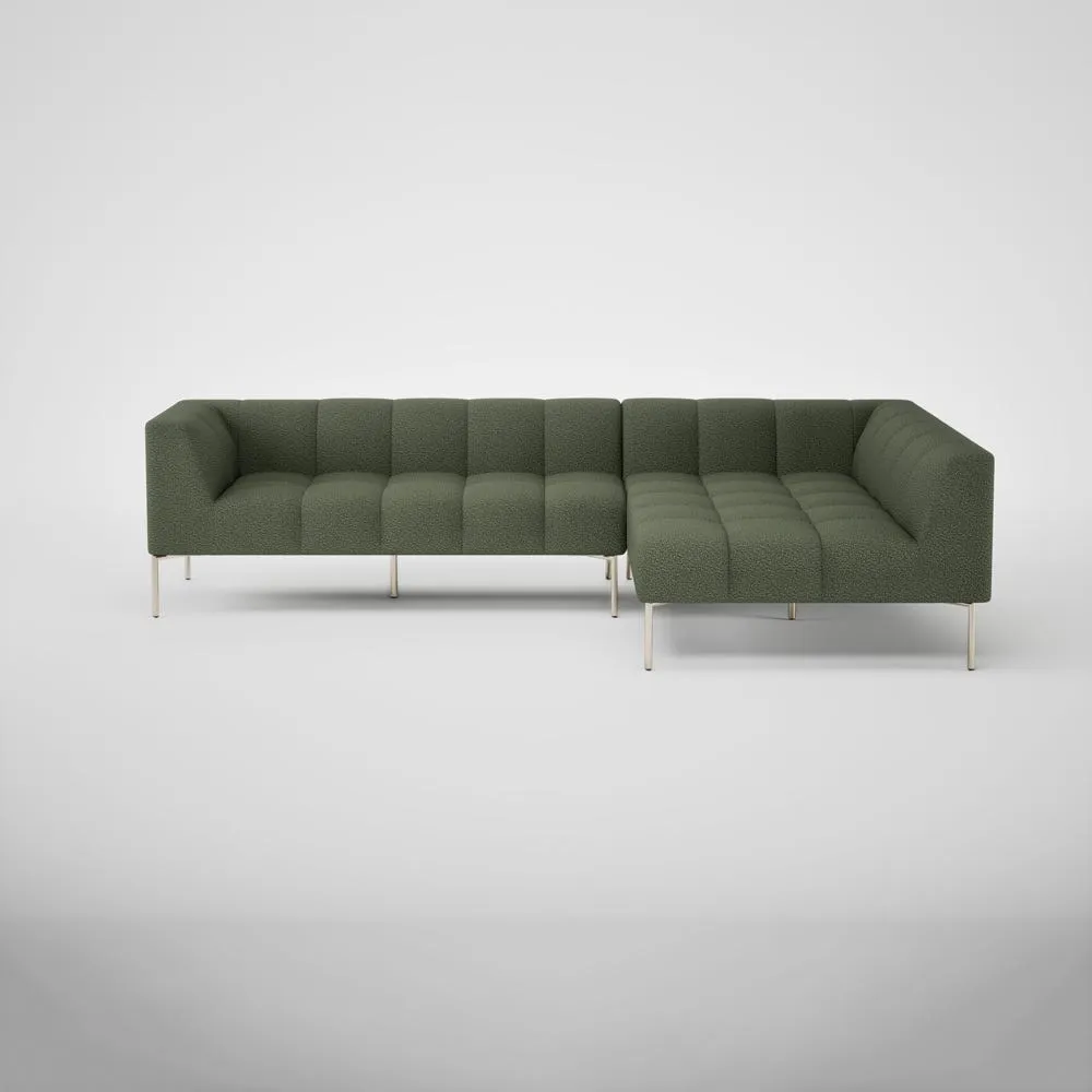 Heal's Quadro Right Hand Facing Chase Sofa Loop Boucle Forest Stainless Steel Feet 2