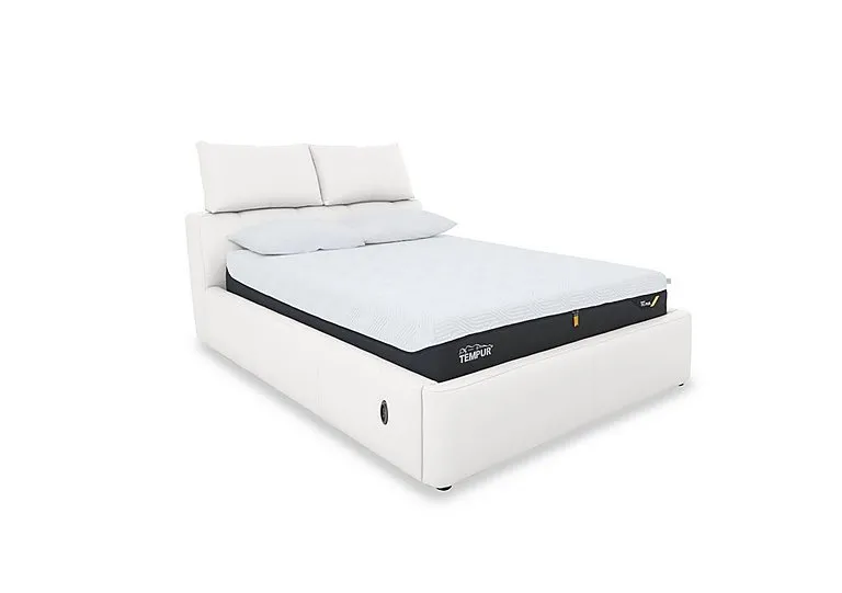 Tyrell Leather Electric Ottoman Bed Frame - King Size - BV Star White