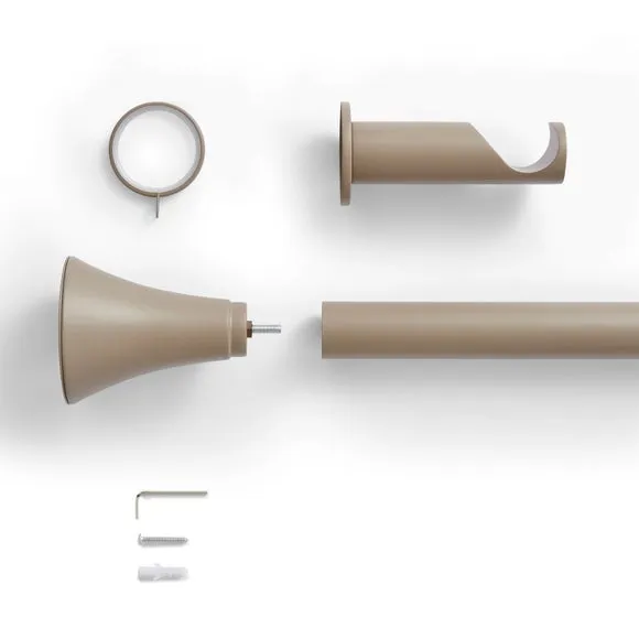 Flush Trumpet Fixed Metal Curtain Pole with Rings 2