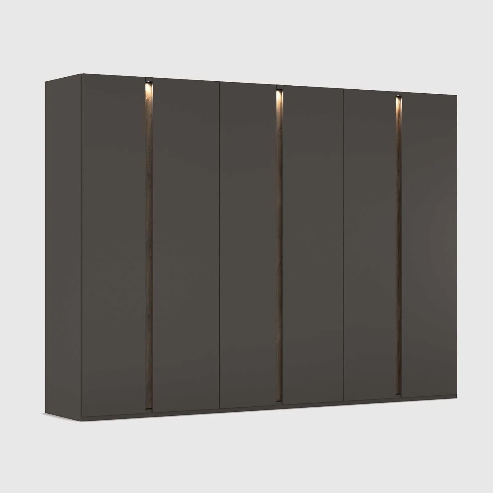 Arvada 6 Door Hinged Wardrobe With Lighting, Black Wood | Barker & Stonehouse 1