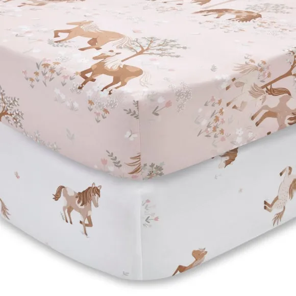 Set of 2 Pony Meadows Cotton Fitted Bed Sheets 3