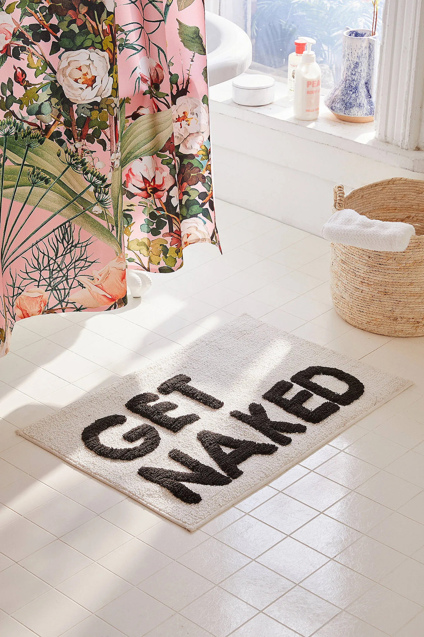 Get Naked Black & White Bath Mat - Black/White