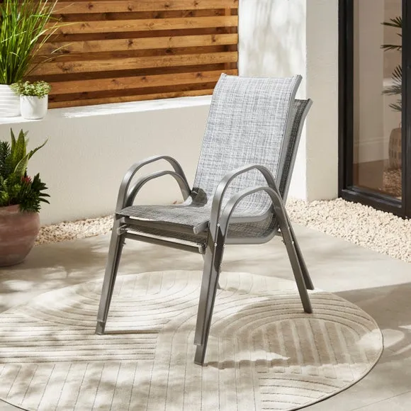 Pack of 2 Textilene Stacking Garden Chairs 3