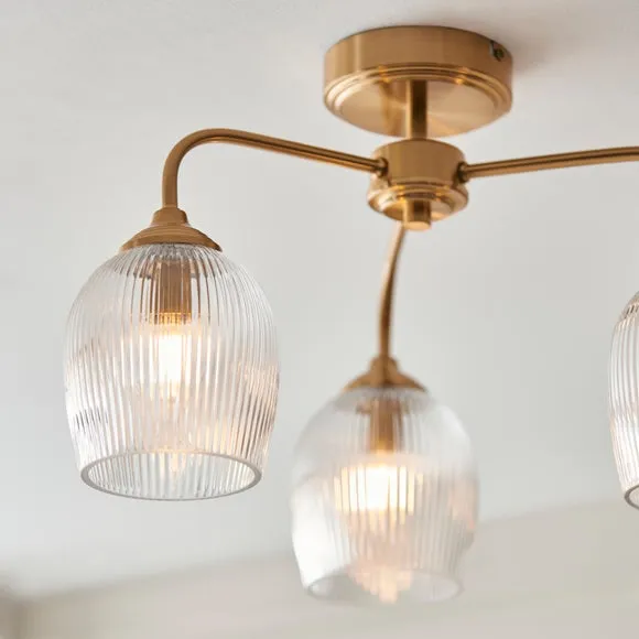 Vogue Leroy 3 Light Ribbed Semi Flush Ceiling Light 2