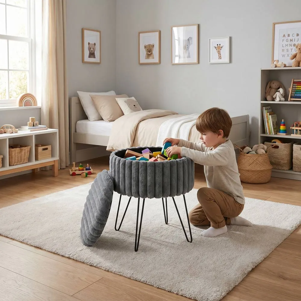 GAVENO CAVAILIA Ribbed Hairpin Storage Stool in Charcoal 2