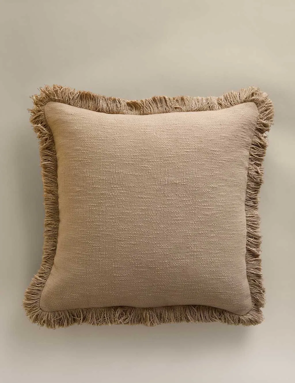 M&S Textured Fringe Cushion Cover Natural