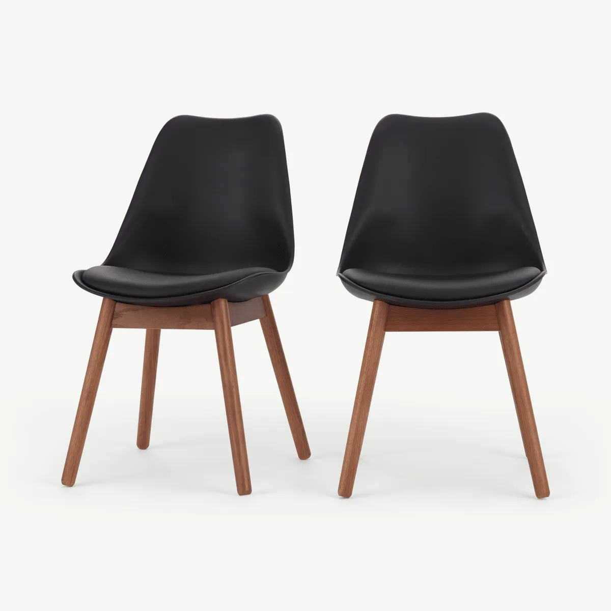 Set of 2 Thelma Dining Chairs, Dark Stain Oak and Black