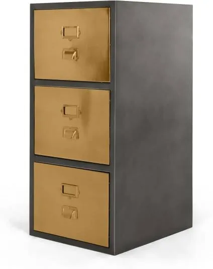 Stow Filing Cabinet, Vintage Brass