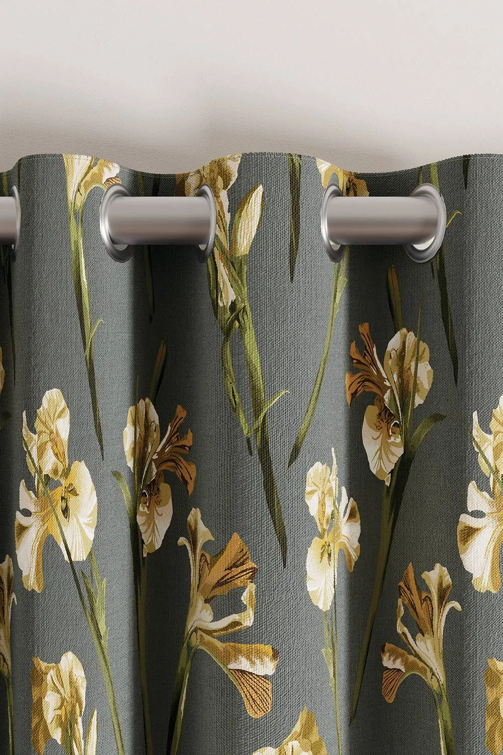 Ted Baker 'Wild Iris' Cotton Lined Curtains in Charcoal 2