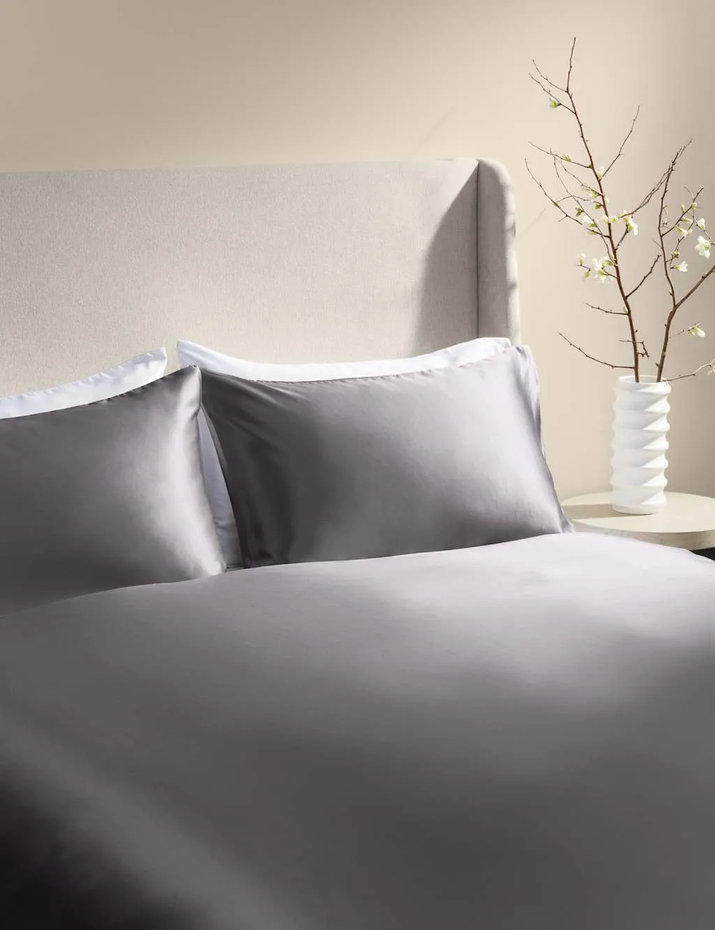 M&S X Kelly Hoppen Silk Blend Bedding Set Grey