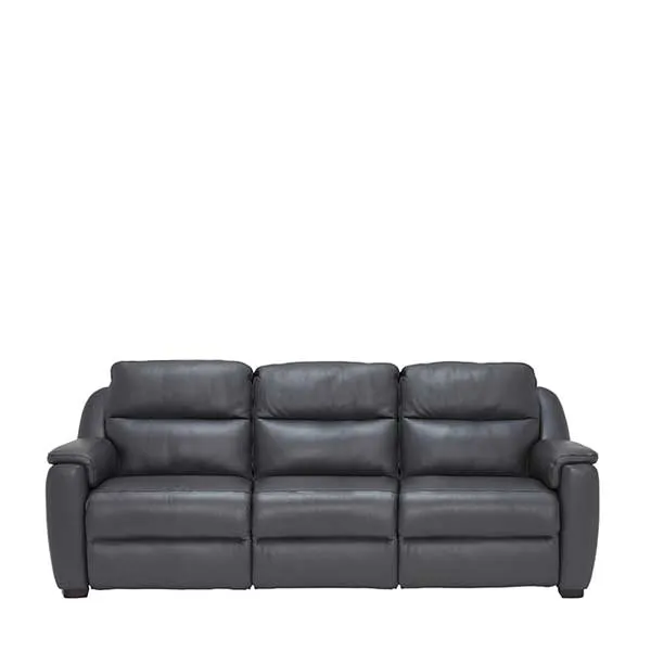 Strauss Grey Leather Large Recliner Sofa - Barker & Stonehouse