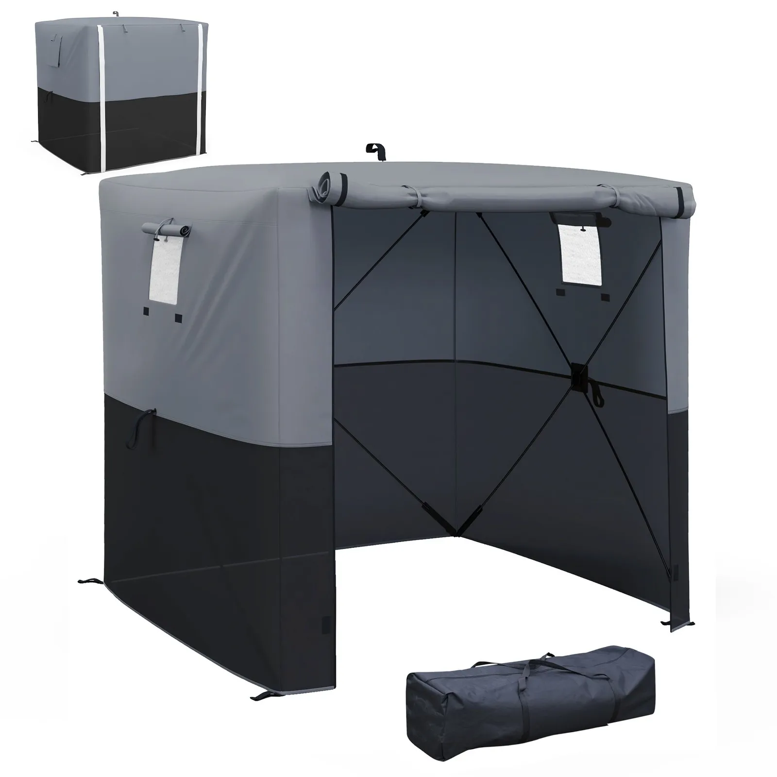 OUTSUNNY 2 x 2m Pop Up Gazebo with Sides Easy up Party Tent with Carry Bag in Black 2
