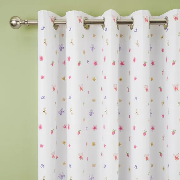 Floral Kitty Cats Eyelet Curtains 1