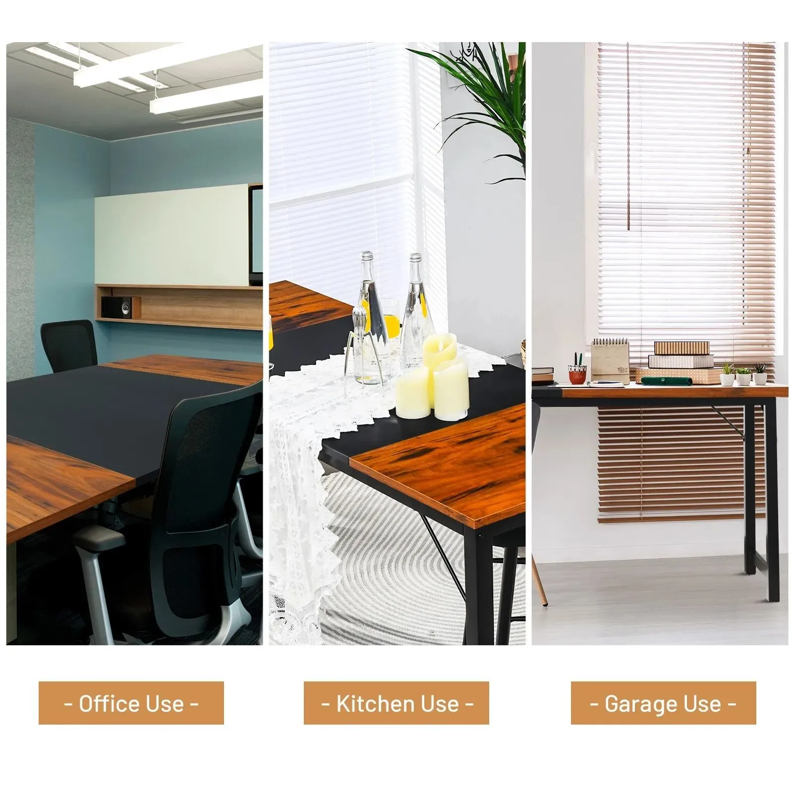 Costway Wooden Computer Desk Metal Frame Industrial Writing Workstation PC Laptop Table 6