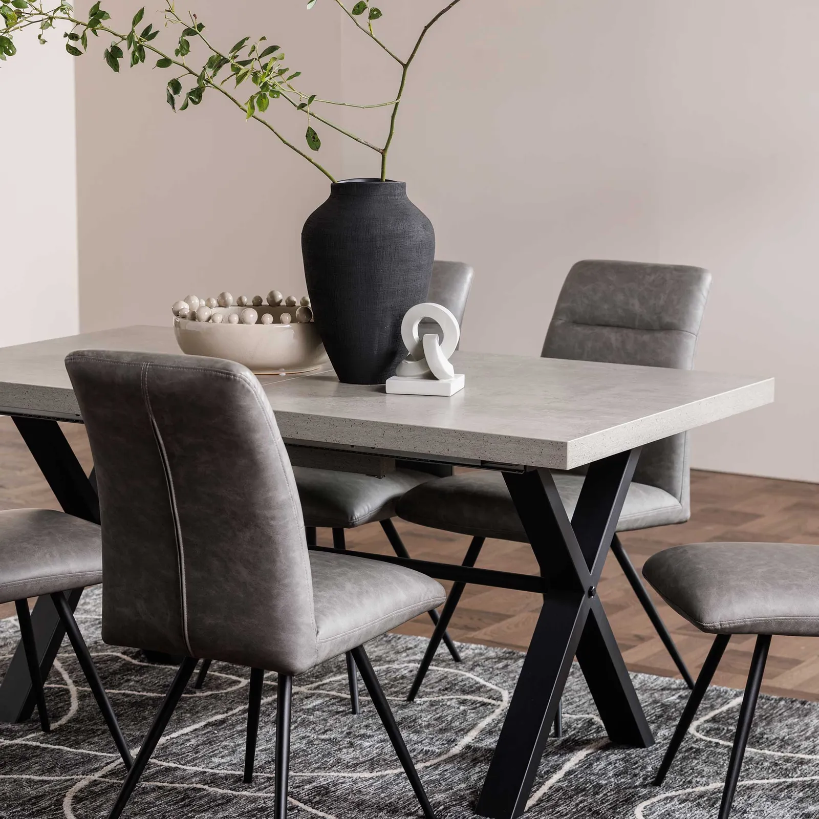 Kalmer Extending Dining Table 160Cm, Grey Concrete Effect | Barker & Stonehouse 2