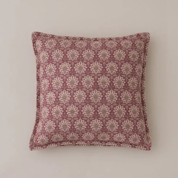 Global Floral Burgundy Square Cushion Cover 3