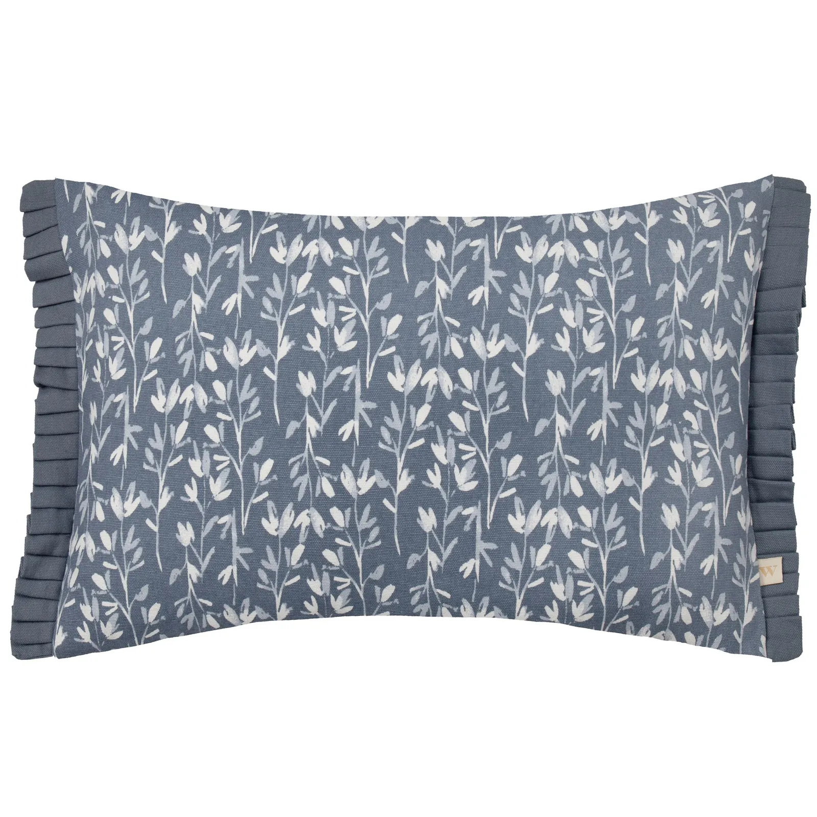 Wylder Belle 100% Cotton Botanical Pleat Fringe Cushion in Light Blue 2