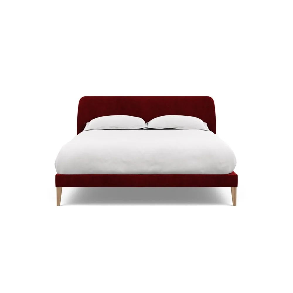 Heal's Wallis Bedstead King Smart Luxe Velvet Mulberry Walnut Feet 2