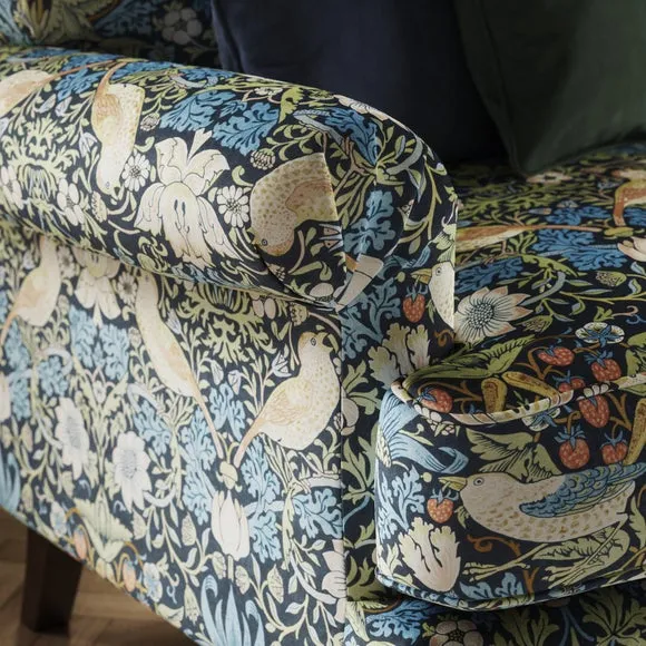 Jolene William Morris Strawberry Thief Print Velvet 3 Seater Sofa 4