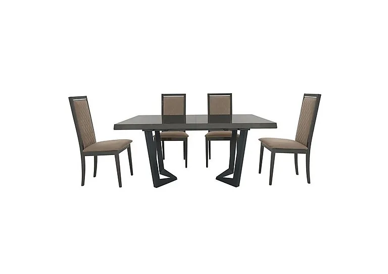 Palazzo 160cm Extending Dining Table in Silver Birch with 4 Rombi Chairs - Aquos Taupe