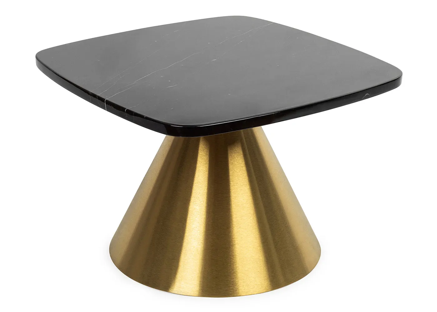 Heal's Cezanne Square Side Table Black Marble Brass Frame