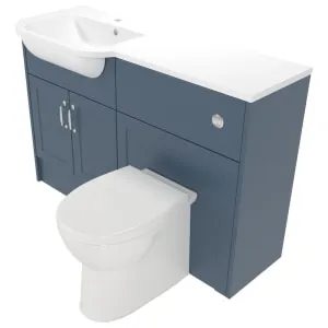 Deccado Padworth Juniper Blue Left Hand 1200mm Fitted Vanity & Toilet Pan Unit Combination with Left Hand Basin