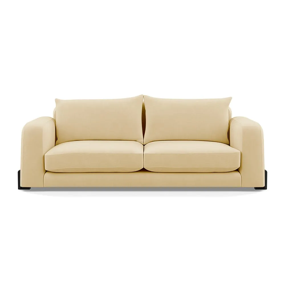 Heal's Nuvola 4 Seater Sofa Smart Luxe Velvet Biscuit Black Beech Feet 1