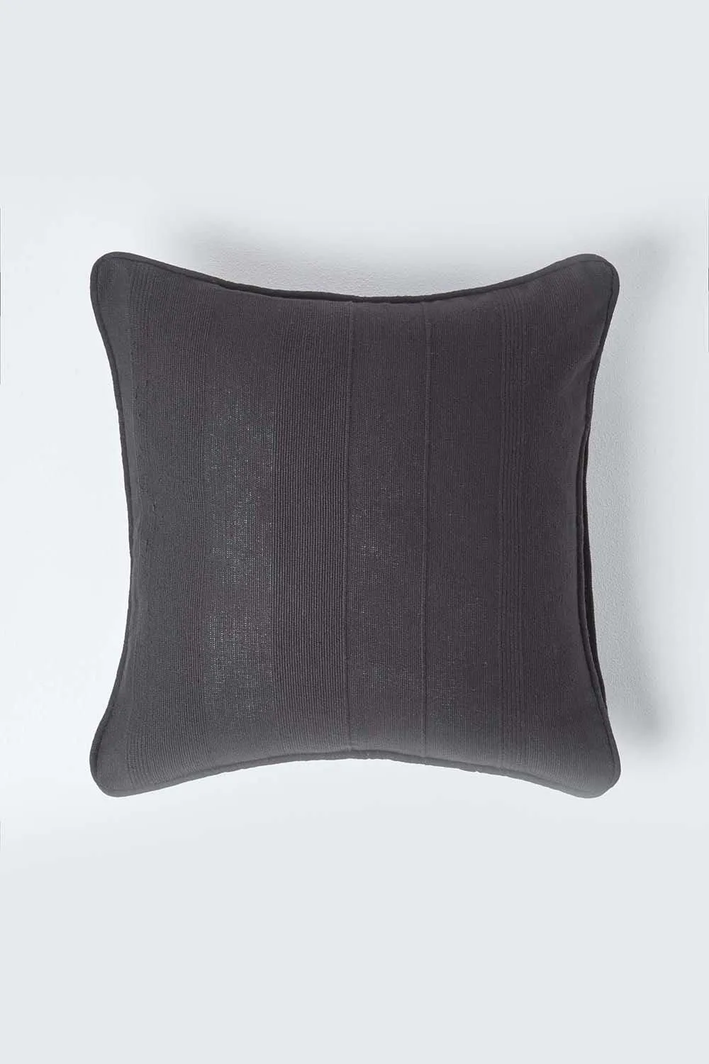 Homescapes Cotton Rajput Ribbed Cushion Cover in Black 1