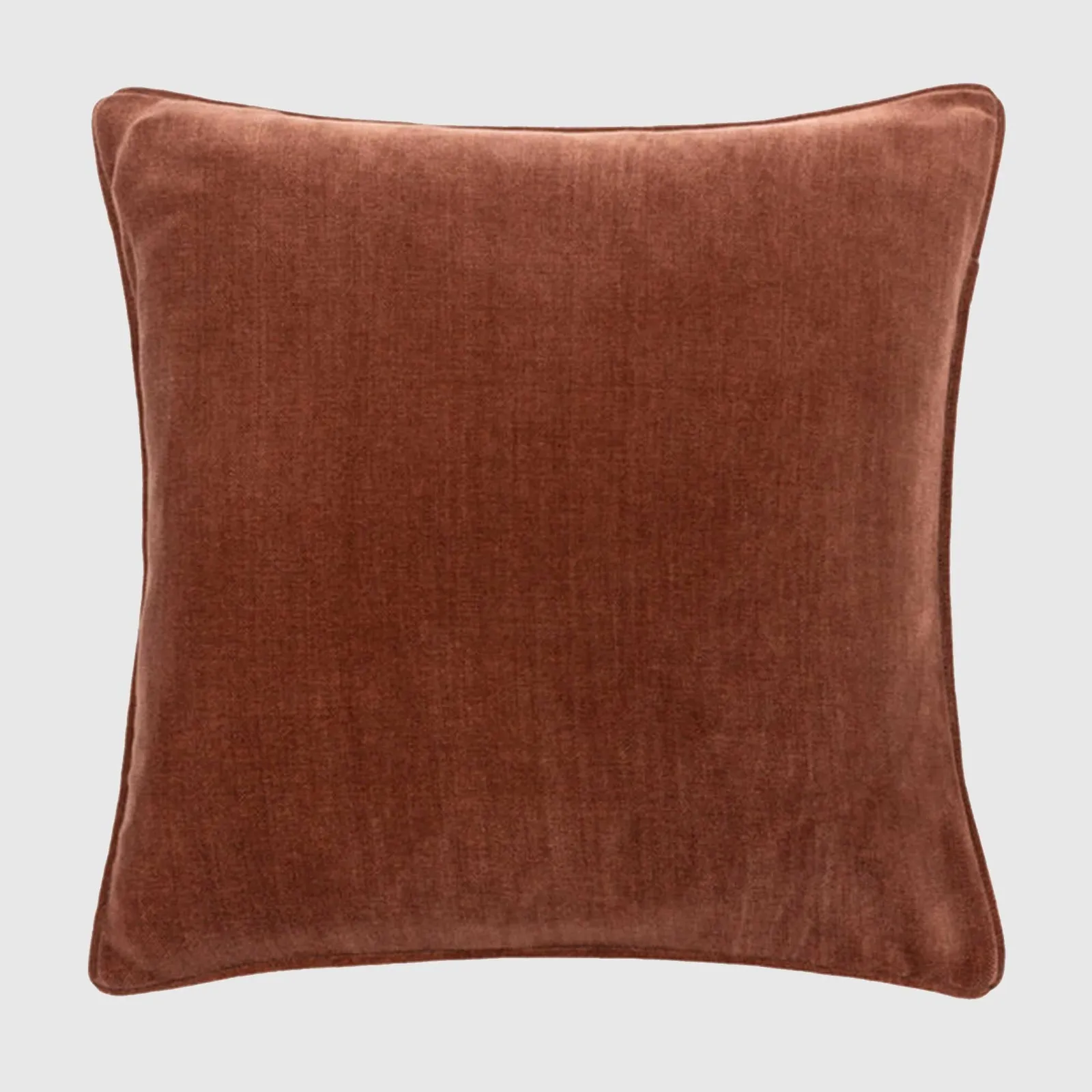 Rust Chenille Piped Cushion, Square, Brown Polyester | Barker & Stonehouse