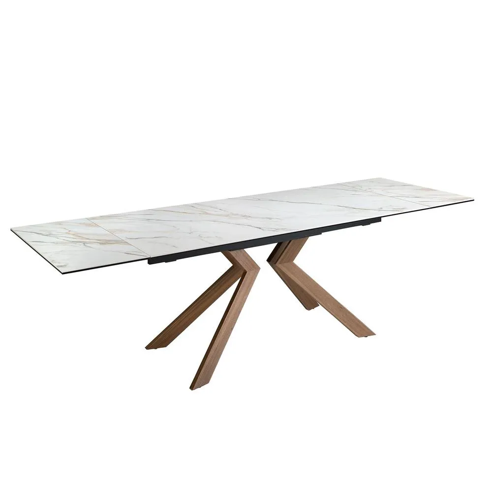 Angel Cerda Rectangular Extendable Dining Table - Porcelain in White