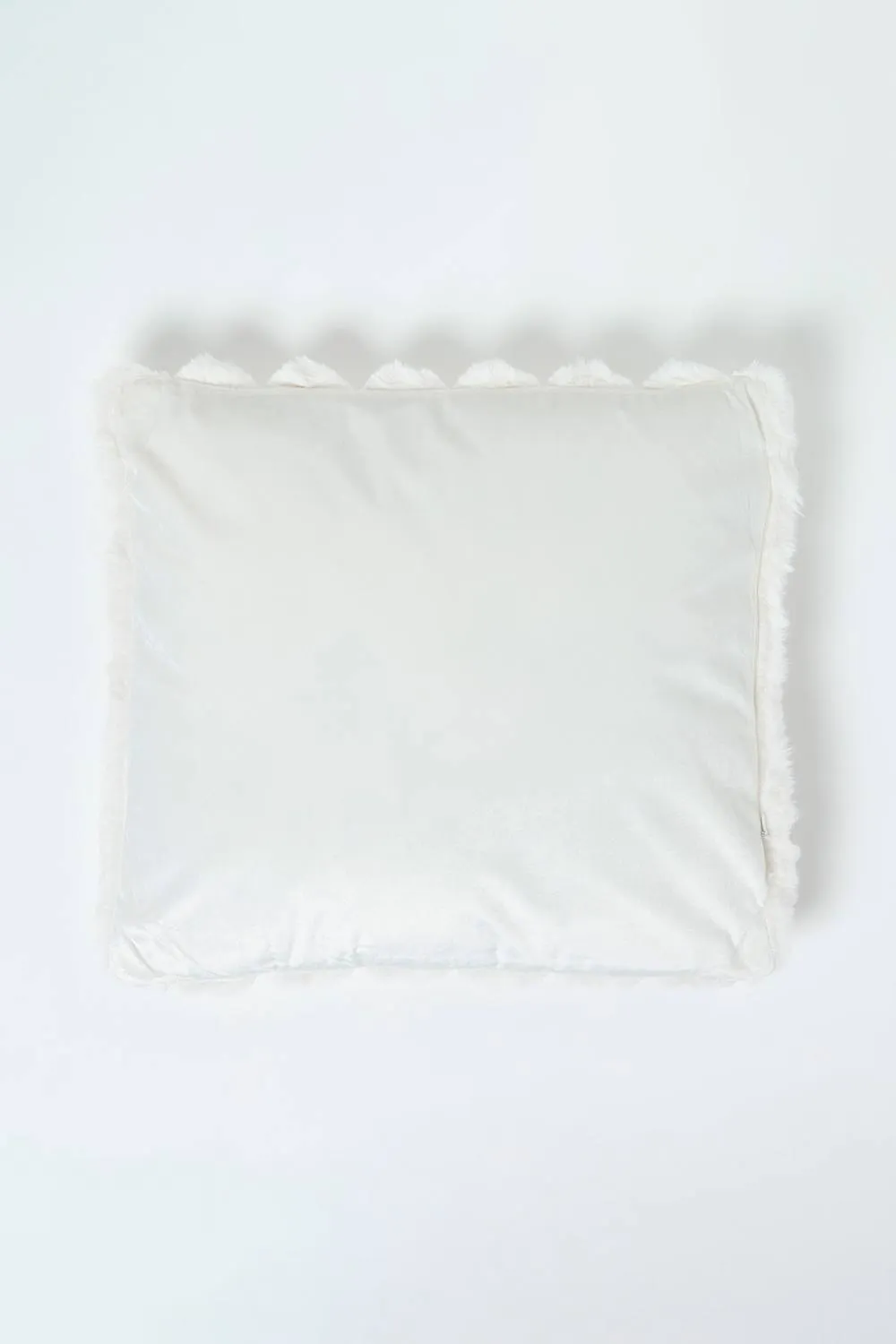 Homescapes Faux Fur Ribbed Cushion, 45 x 45cm in Natural 3