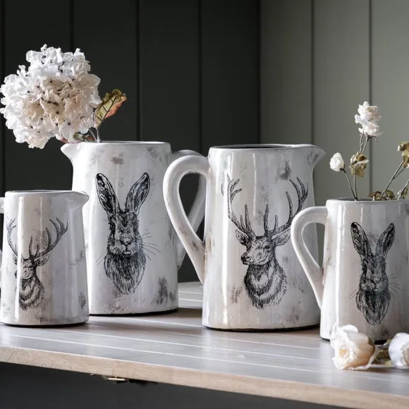 Gallery Direct Stag Pitcher Vase Large Distressed 230x195x295mm, White 5