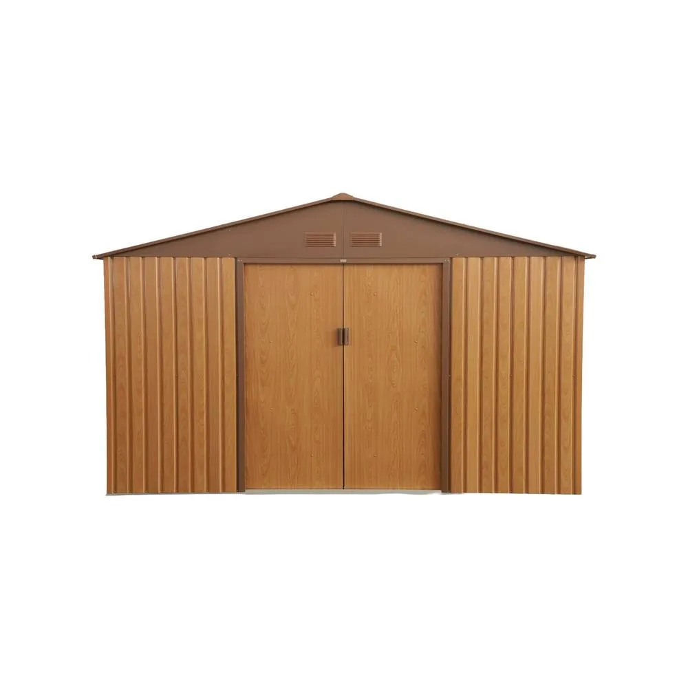 sweeek 10.85 m² metal garden shed with two sliding doors in Brown 4