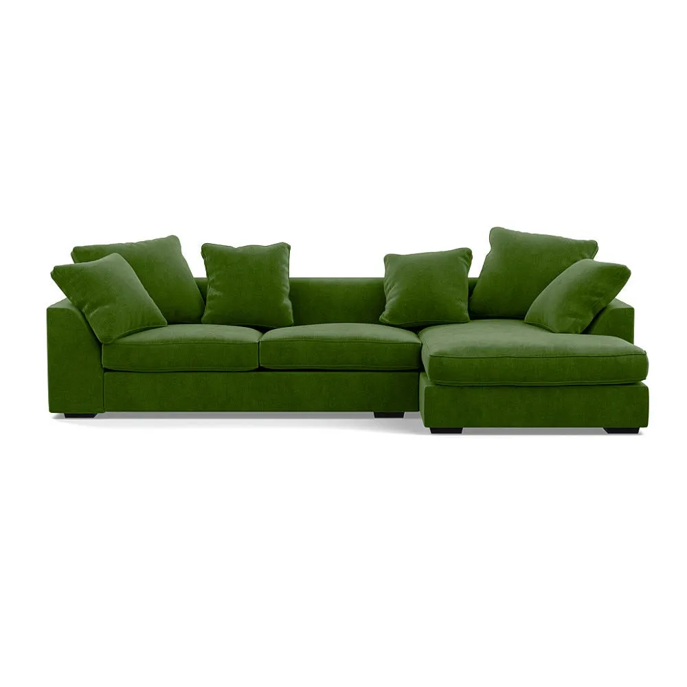 Heal's Cumulus RHF Corner Sofa Smart Luxe Velvet Grass Black Feet 1
