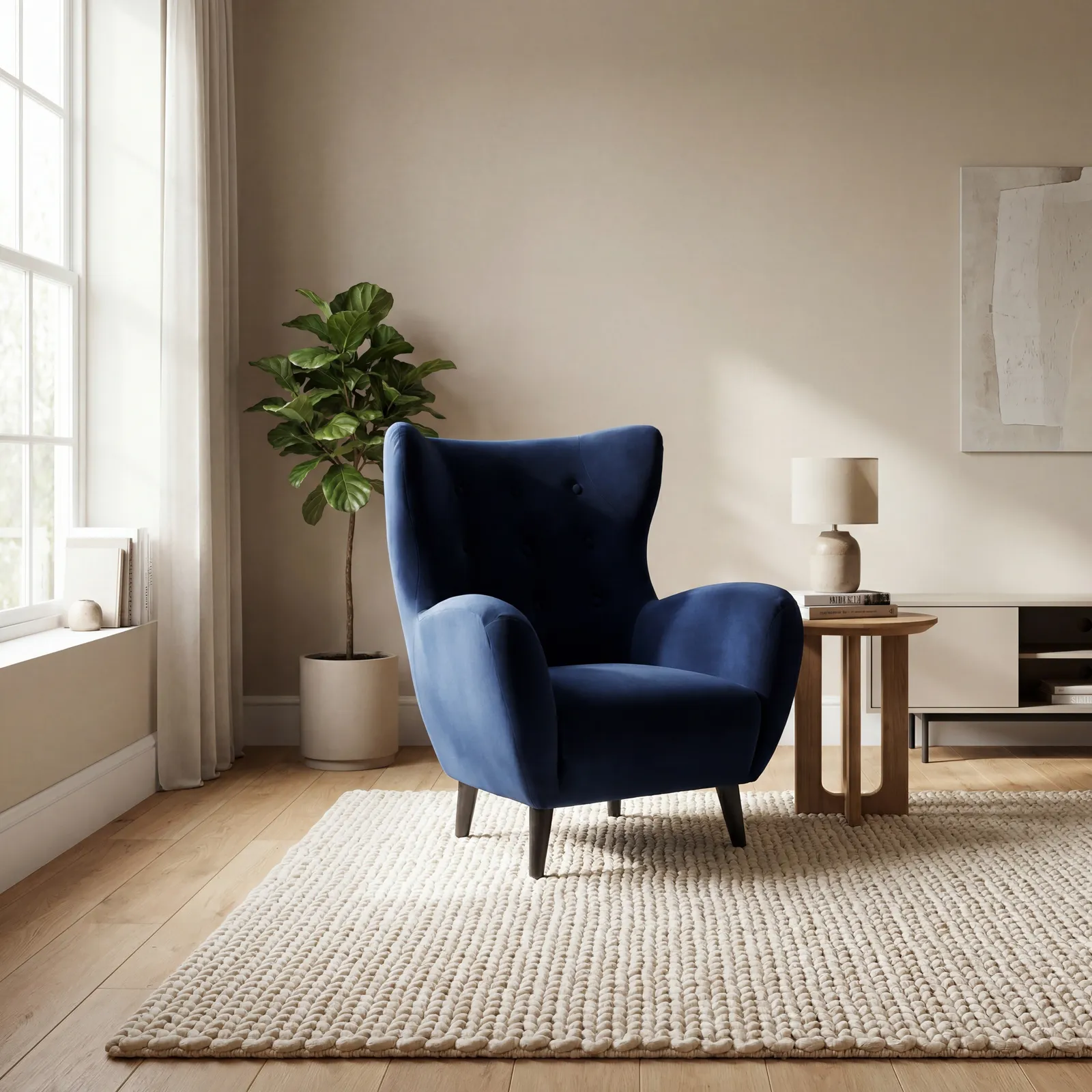 Lucian Accent Chair, Blue Fabric | Barker & Stonehouse 2
