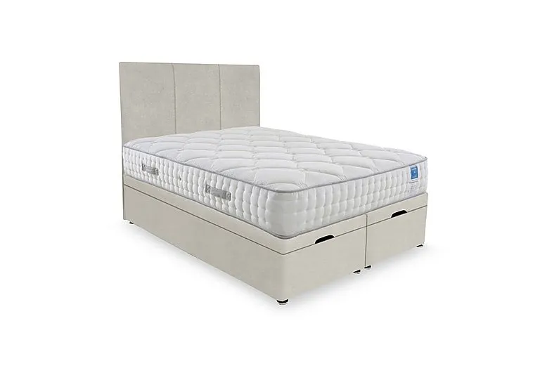 Memory Luxe End Lift Ottoman Divan Set - Small Double - Plush Ecru