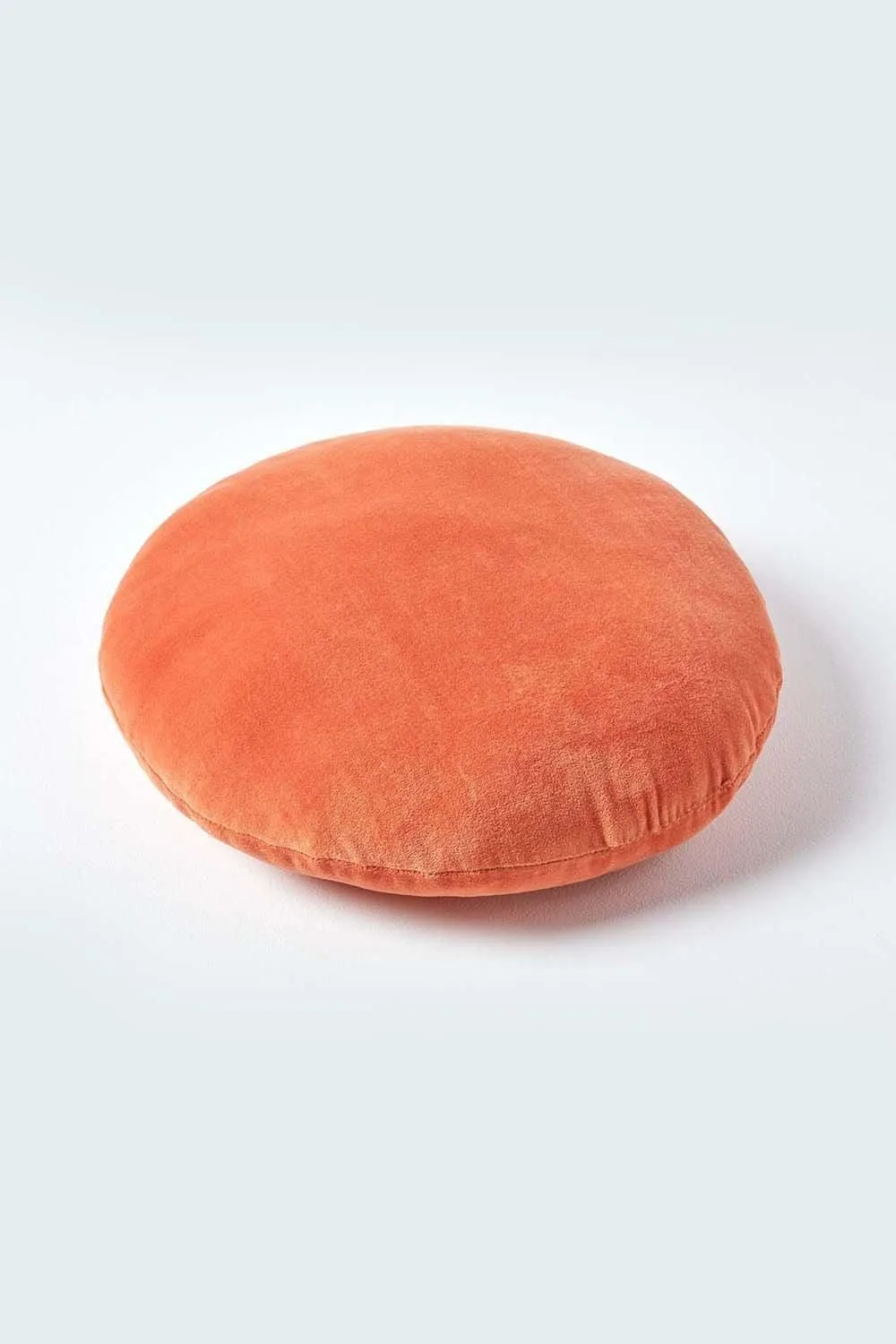 Homescapes Velvet Cushion, 40 cm Round in Burnt Orange 3