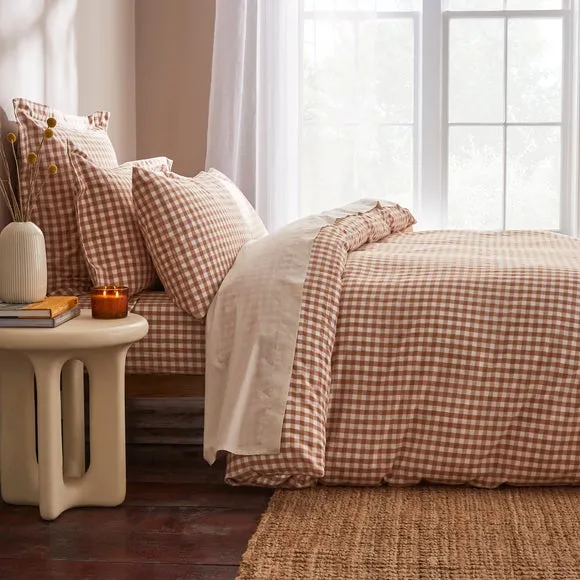 Portloe Gingham Woven 100% Cotton Fitted Sheet 2