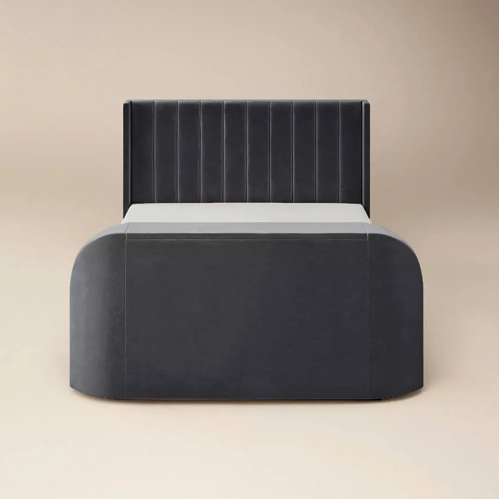 Flair Fallon TV Side Lift Ottoman Bed Charcoal Velvet in Grey 5