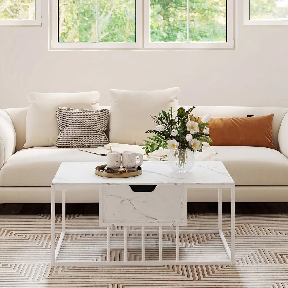 Costway Coffee Table Flip Top Center Table with Hidden Storage Compartment in White 4