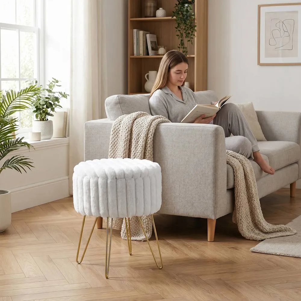GAVENO CAVAILIA Ribbed Hairpin Storage Stool in White 2