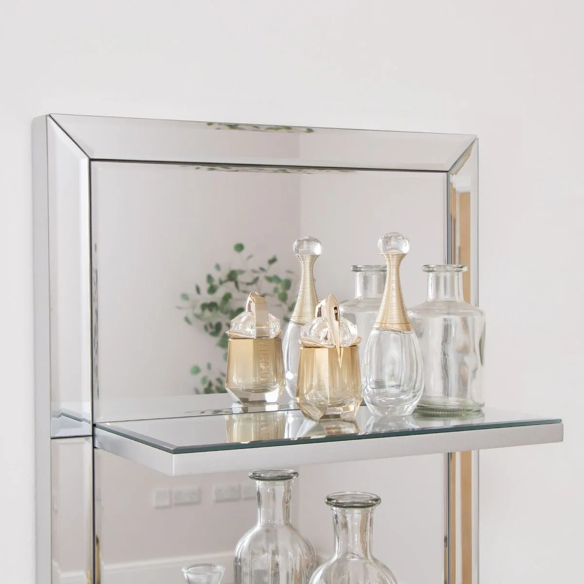 Melody Maison Mirrored Wall Mounted Shelving Unit in Clear 2