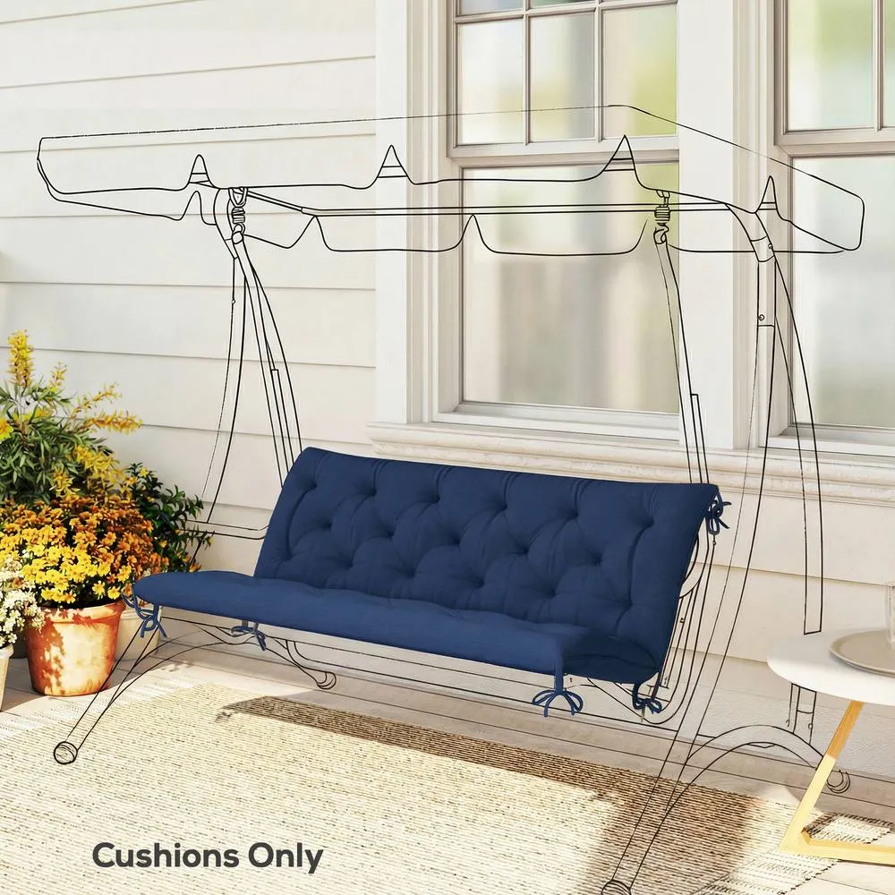 OUTSUNNY 2 Seater Garden Bench Cushion Outdoor Seat Pad with Ties in Blue