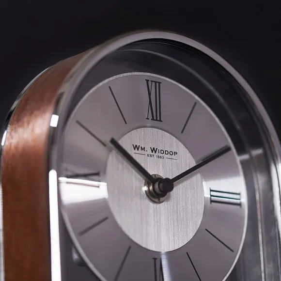 Widdop Chrome & Wood Veneer Mantel Clock 6
