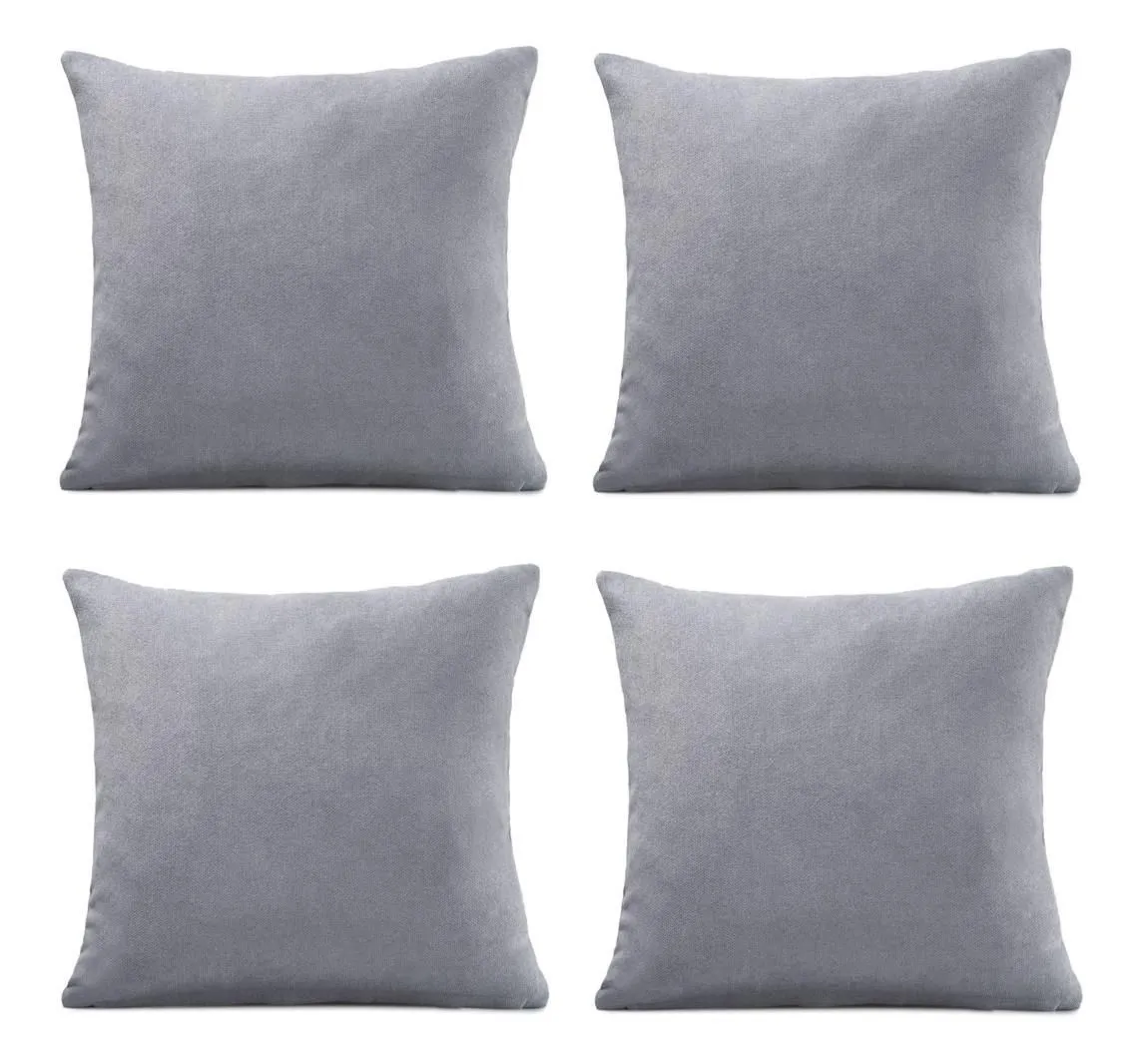 Luxury Living Set of 4 Velvet Chenille Cushions 45cm x 45cm with Removable Covers & Plush Pads - Soft, Stylish Home Décor