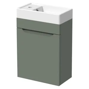 Wickes Malmo Reed Green Wall Hung J Pull Vanity Unit & Basin - 400mm