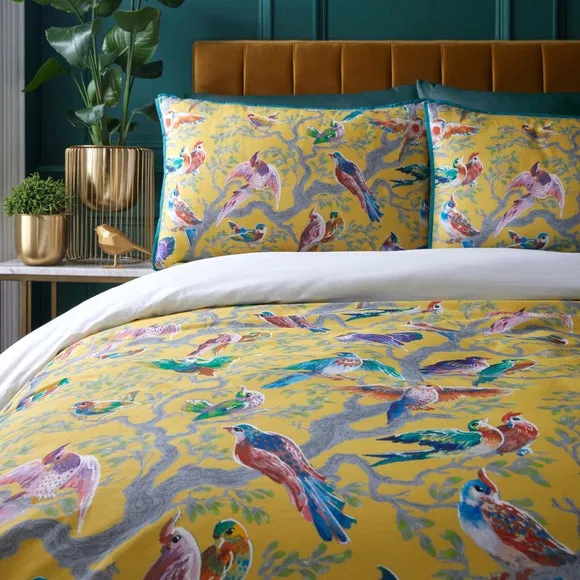 Laurence Llewelyn-Bowen Birdity 200 Thread Count 100% Cotton Duvet Cover & Pillowcase Set 2