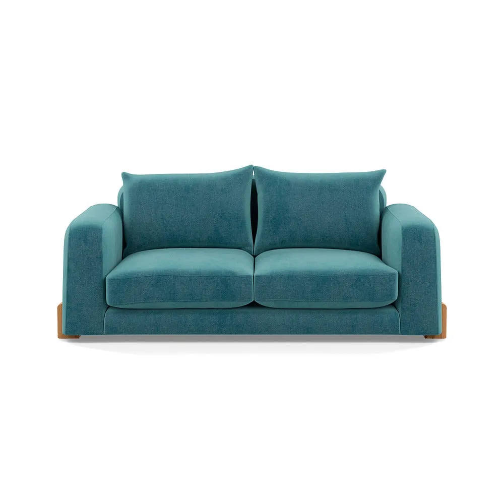 Heal's Nuvola 3 Seater Sofa Smart Luxe Velvet Airforce Blue Natural Oak Feet 1