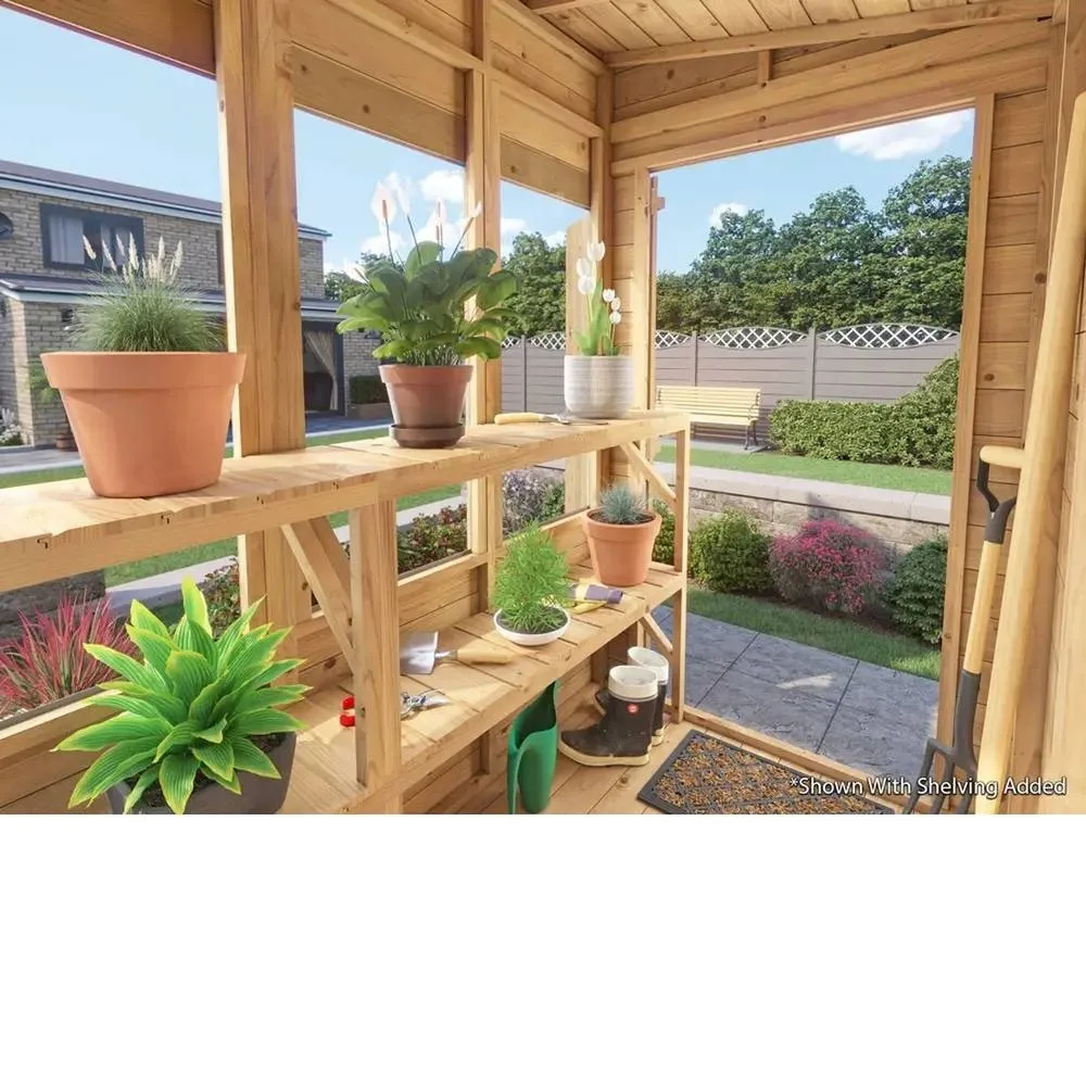 Dunster House Wooden Potting Shed Pent Roof W4' x D6' (W1.2 x D1.8m) Overlord Modular in Brown 3